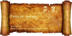 Petrik Norma névjegykártya